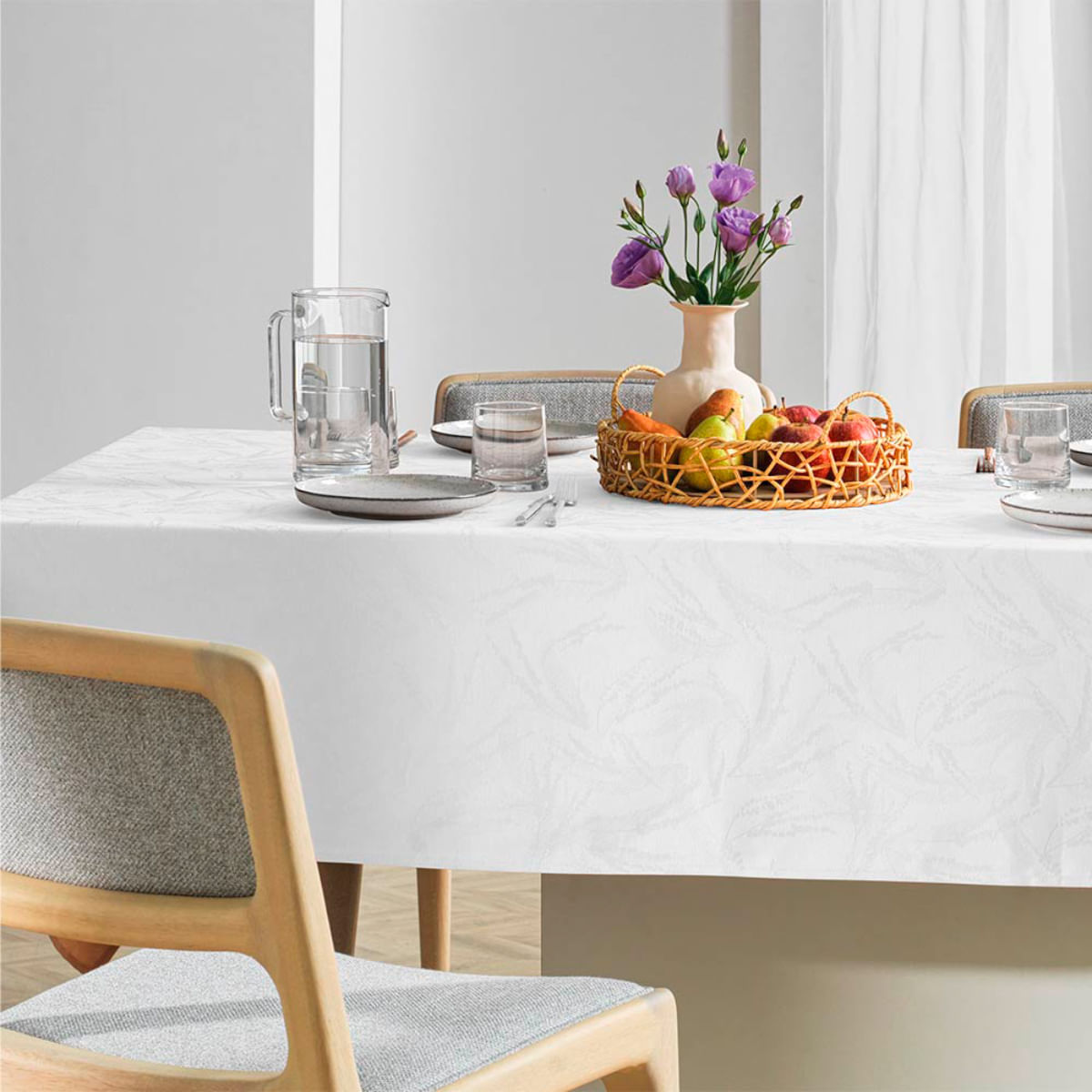 Encontraproduto.com.br - Toalha de Mesa Retangular Karsten 6 Lugares Sempre Limpa Urban Branco