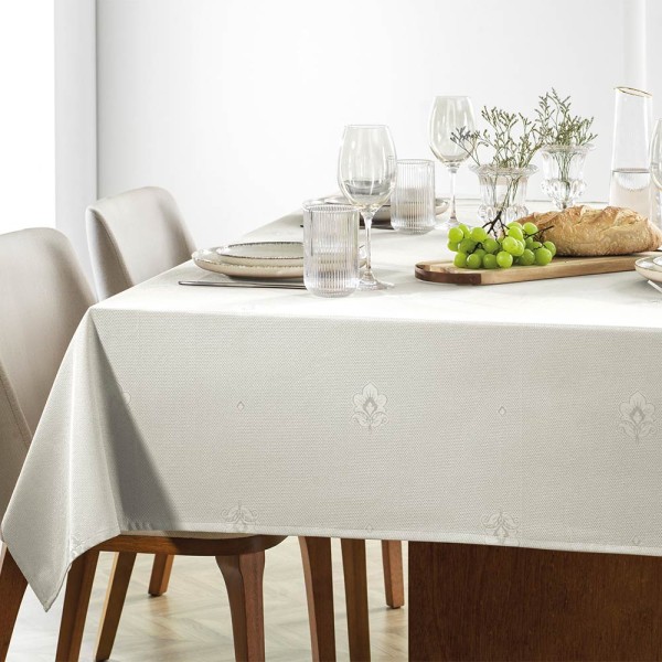 Encontraproduto.com.br - Toalha de Mesa Retangular Karsten 6 Lugares Celebra Desirée Pérola