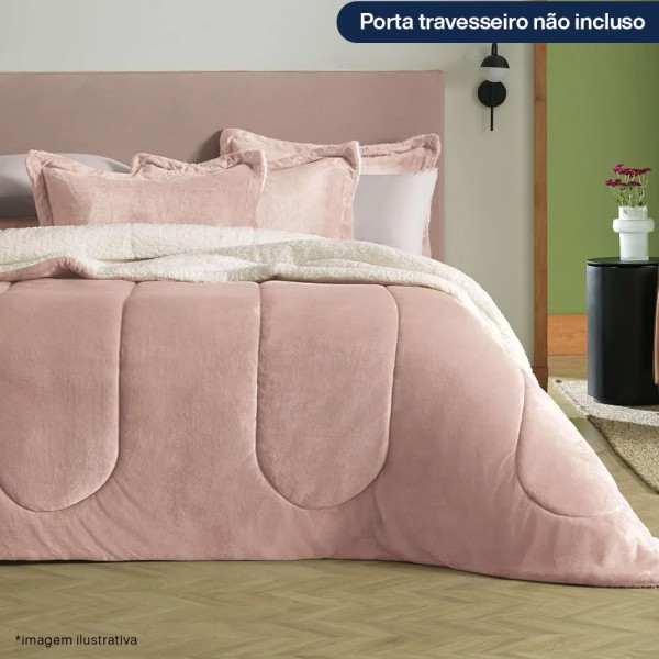 Encontraproduto.com.br - Edredom de Microfibra King Karsten Sonata Rosé Natural