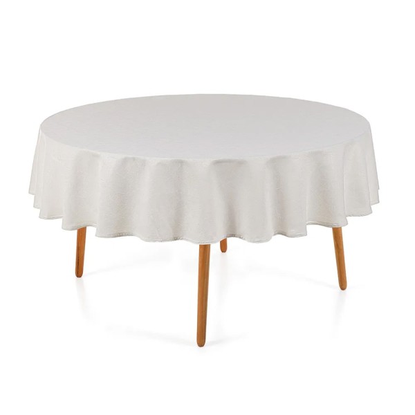 Encontraproduto.com.br - Toalha de Mesa Redonda 6 Lugares Sempre Limpa Caetano Branco