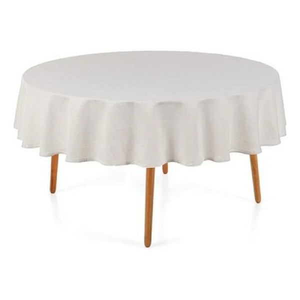 Encontraproduto.com.br - Toalha de Mesa Redonda 6 Lugares Sempre Limpa Caetano Branco
