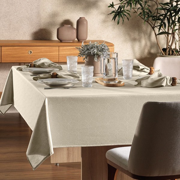 Encontraproduto.com.br - Toalha de Mesa Redonda 6 Lugares Sempre Limpa Caetano Branco