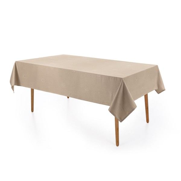 Encontraproduto.com.br - Toalha de Mesa Retangular 8 Lugares Easy Wash Desirée Taupe