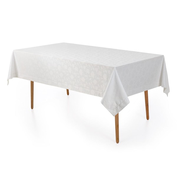 Encontraproduto.com.br - Toalha de Mesa Retangular 12 Lugares Easy Wash Victória Branco