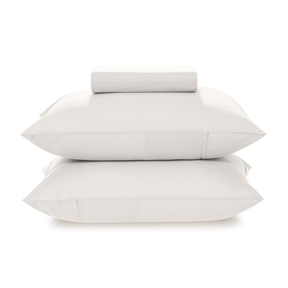 Encontraproduto.com.br - Lençol Queen com Elástico e Fronhas 100% Algodão Matiza Branco