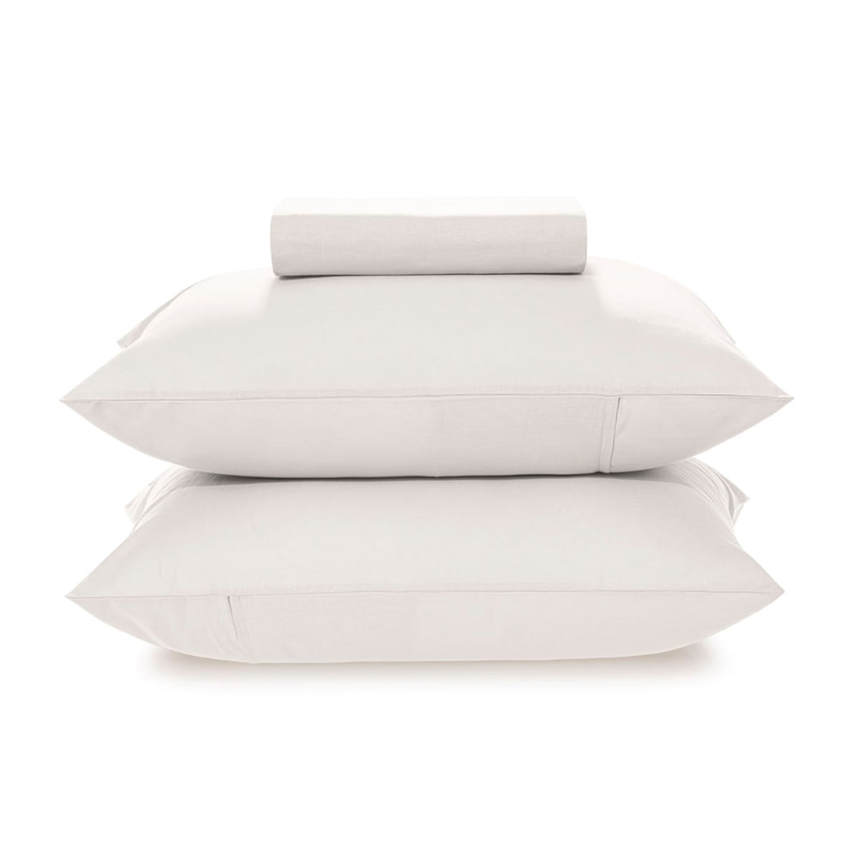 Encontraproduto.com.br - Lençol Queen com Elástico e Fronhas 100% Algodão Matiza Branco