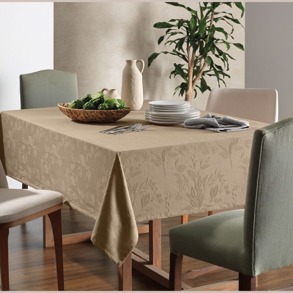 Encontraproduto.com.br - Toalha de Mesa Retangular 8 Lugares Anti Mancha Katherine Pérola