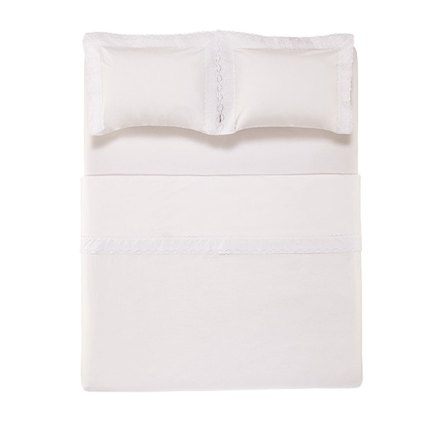 Encontraproduto.com.br - Jogo de Cama Casal 200 Fios Bordado Antônia Branco/Branco