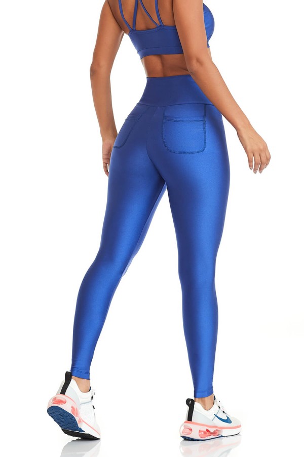 Encontraproduto.com.br - CALÇA LEGGING COM ZÍPER BÁSICA AZUL INDIGO