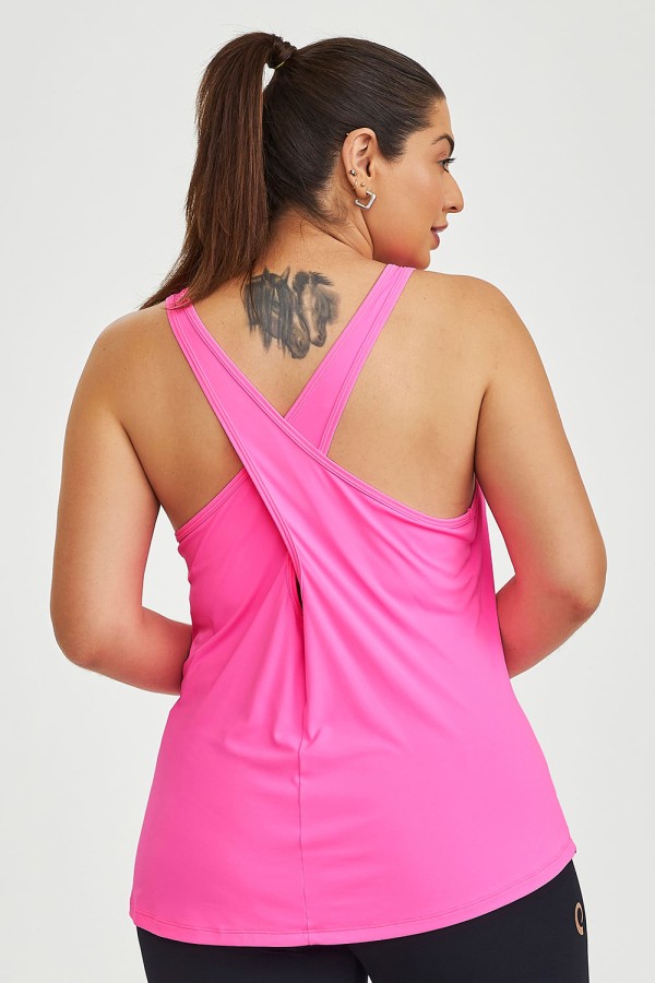 Encontraproduto.com.br - Regata com Transpasse Costa Curvas Pink Euforia