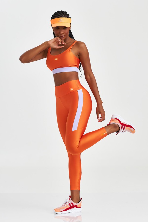 Encontraproduto.com.br - Legging Atlanta com Elástico Assimétrico Laranja Tangerina