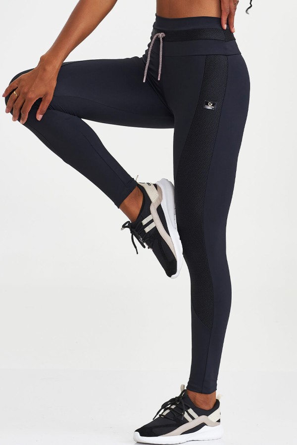 Encontraproduto.com.br - Legging Nakay com Textura e Cadarço Preto
