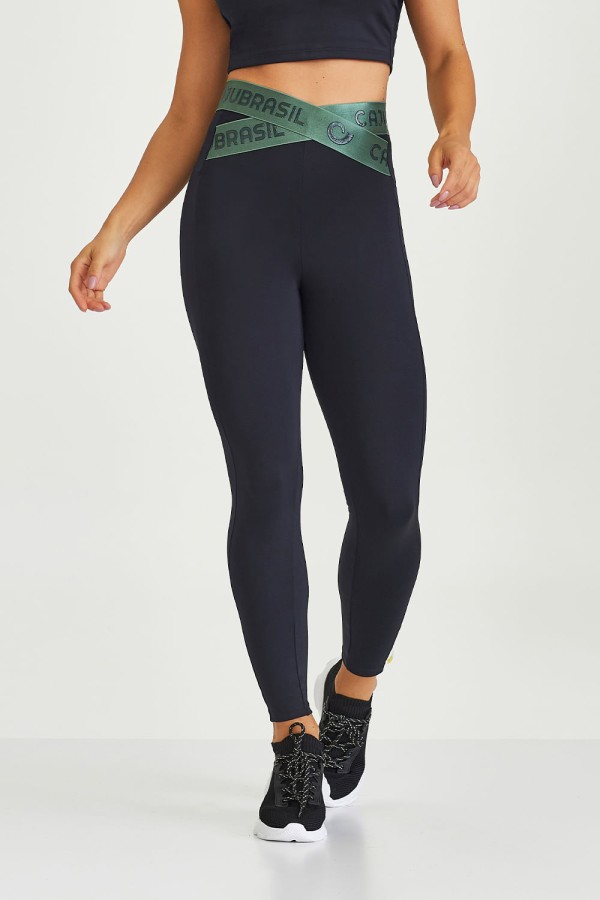 Encontraproduto.com.br - Legging Com Cos De Faixa Transpassada Preto