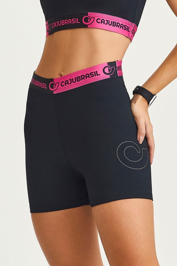 Encontraproduto.com.br - Short Com Cós De Elástico Preto