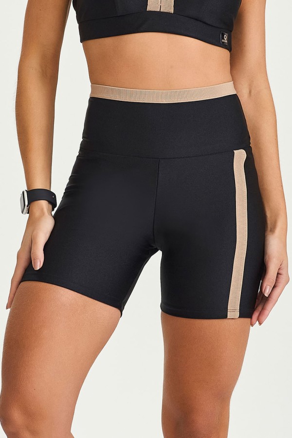 Encontraproduto.com.br - Short Atlanta  Com Elástico Canelado Preto