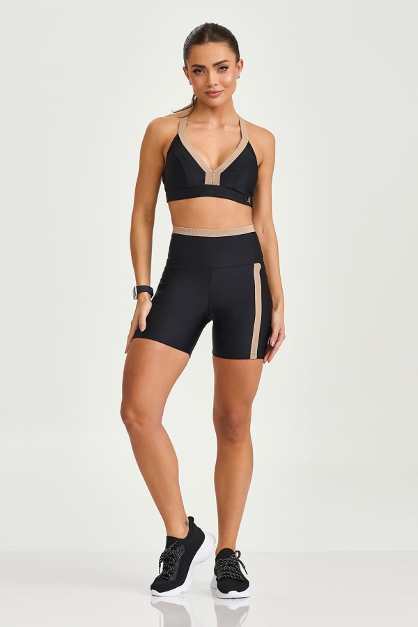 Encontraproduto.com.br - Short Atlanta  Com Elástico Canelado Preto