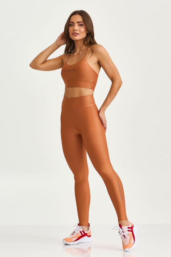 Encontraproduto.com.br - Legging Texturizada Com Silk Marrom Conhaque