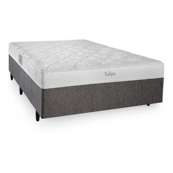 Cama Box Casal Conjugada Herval Tulipa, 47x138x188 cm, Molas Bonnel