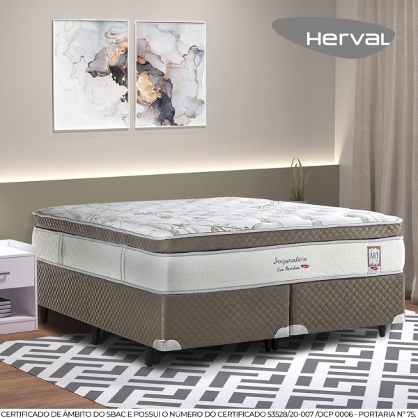 Encontraproduto.com.br - Cama Box Herval King Imperatore, 73x193x203 cm, Molas Ensacadas