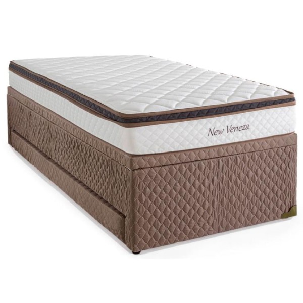 Encontraproduto.com.br - Cama Box Baú Solteiro com Cama Auxiliar Herval New Veneza, 64x88x188 cm, Molas Bonnel