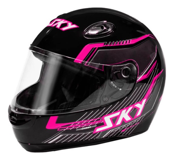 Capacete Sky Gamma Preto Brilho Transf Verde/amarelo
