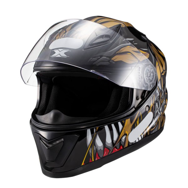 Encontraproduto.com.br - Capacete Texx Hawk - Alien Dourado Preto