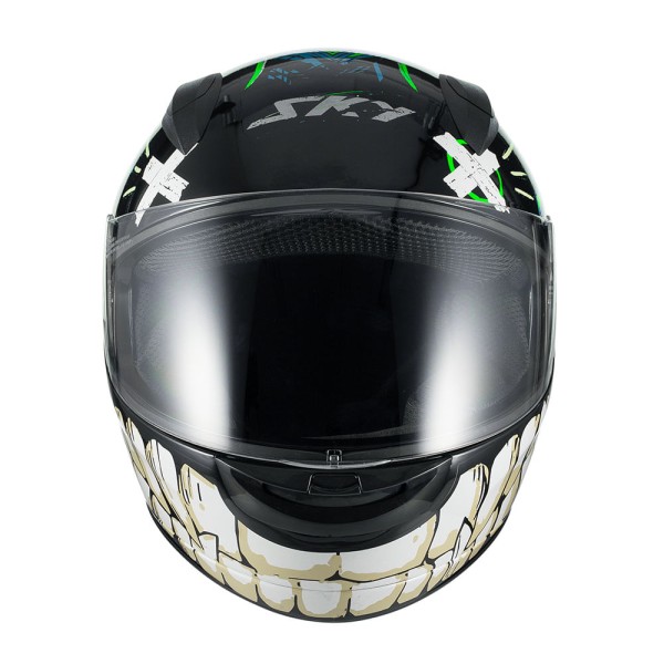 Encontraproduto.com.br - Capacete Sky Two Chaos Preto Fosco Transf Verde