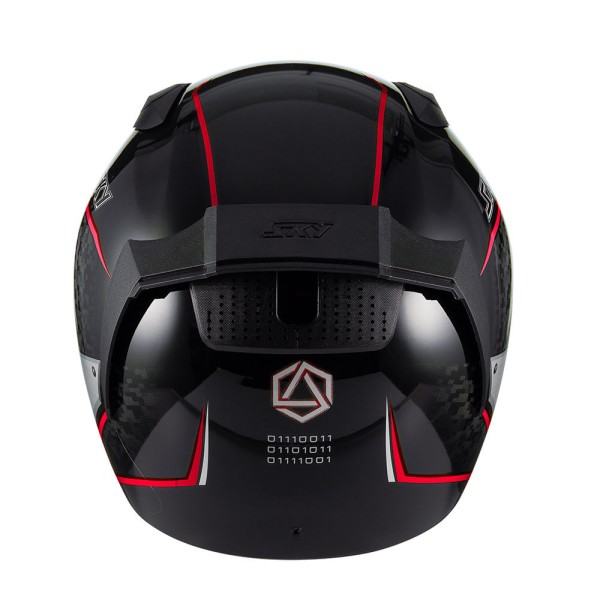 Encontraproduto.com.br - Capacete Sky Two Soldier Preto Brilho Transf Vermelho
