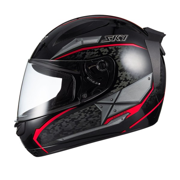 Capacete Sky Two Soldier Preto Fosco Transf Vermelho