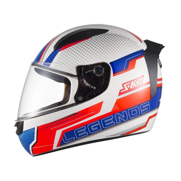 Capacete Sky Two Legends Branco Brilho Transf Vermelho