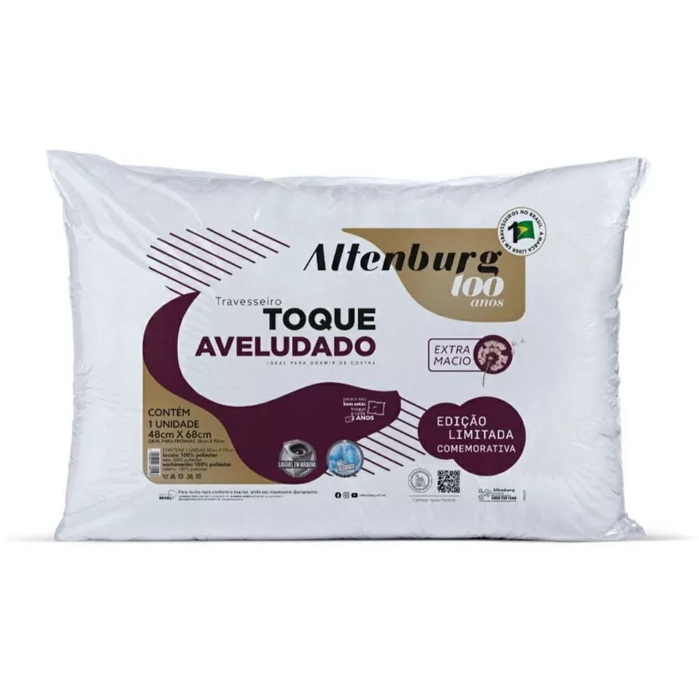 Encontraproduto.com.br - Kit 5 Travesseiros 48x68cm Toque Aveludado Altenburg