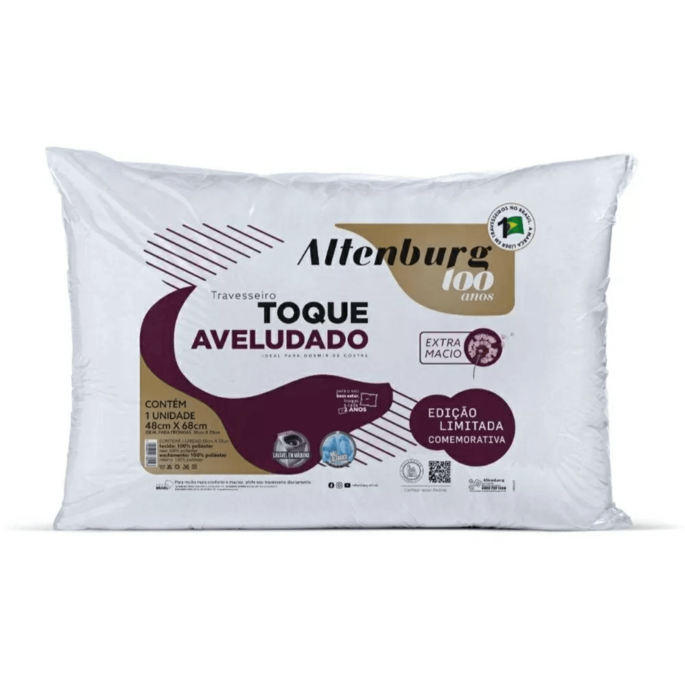 Encontraproduto.com.br - Kit 5 Travesseiros 48x68cm Toque Aveludado Altenburg
