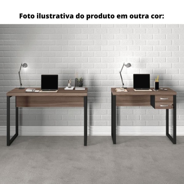 Encontraproduto.com.br - Mesa De Escritório Pé Tubular Pe40 Em Mdp 120 X 60 Cm Cor Walnut Base Preta
