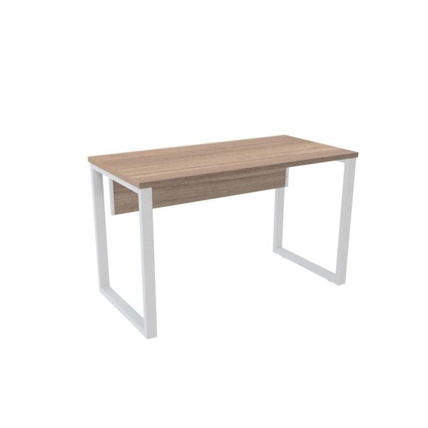 Encontraproduto.com.br - Mesa De Escritório Pé Tubular Pe25 Em Mdp 150 X 70 Cm Noce Naturalle E Base Branca