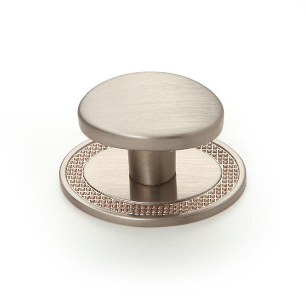 Encontraproduto.com.br - Puxador Ponto Beetle com Base Granada Níquel Escovado Zen Design