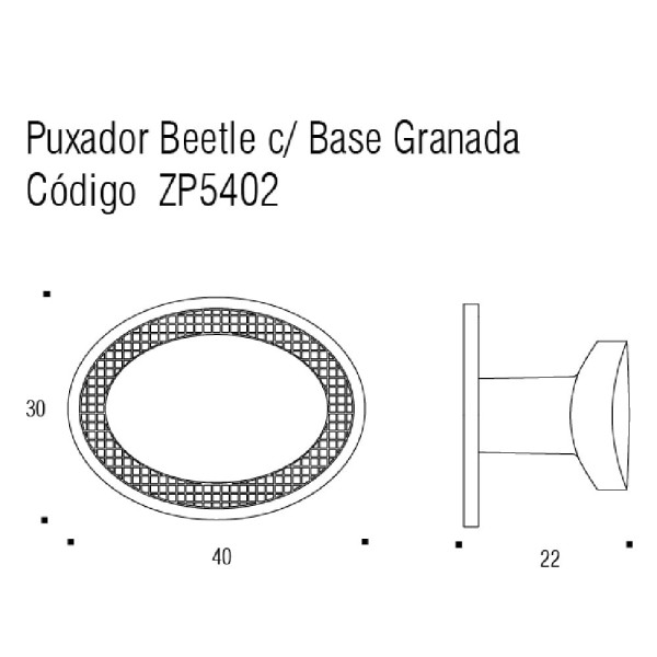 Encontraproduto.com.br - Puxador Ponto Beetle com Base Granada Níquel Escovado Zen Design