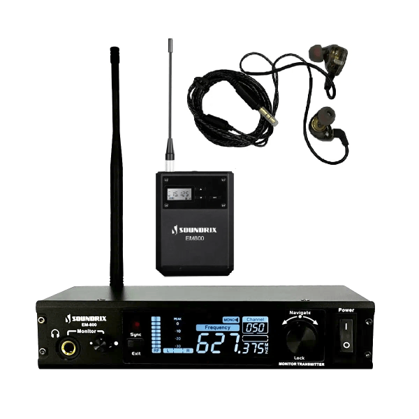 Encontraproduto.com.br - Sistema de Monitor Pessoal Sem Fio EM-800 - Soundrix