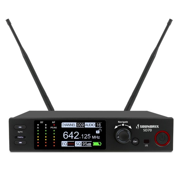 Encontraproduto.com.br - Microfone Sem Fio Profissional de Cabeça UHF SD-70 B - Soundrix