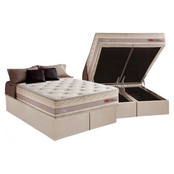 Box Queen Idea Suede 158 x 198 x 39 cm Bege Herval