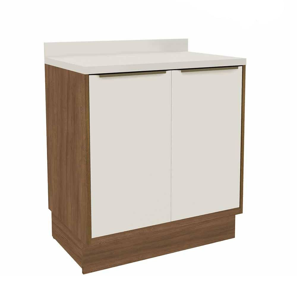 Balcão de Cozinha Pequeno e Tampo Herval Ten, 100% MDF, 2 Portas 80 cm