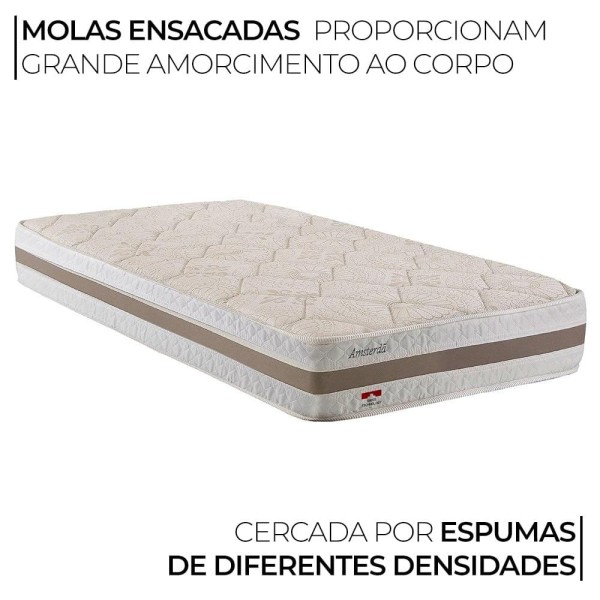 Encontraproduto.com.br - Bicama Box Solteirão e Cama Auxiliar Herval Amsterdã, Molas Ensacadas, 54x96x203 cm