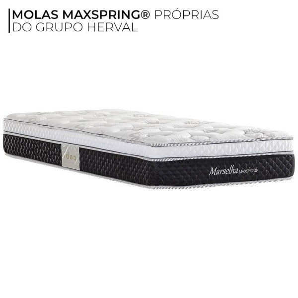 Encontraproduto.com.br - Cama Box Herval Solteiro Marselha, 64x88x188 cm, Molas Maxspring