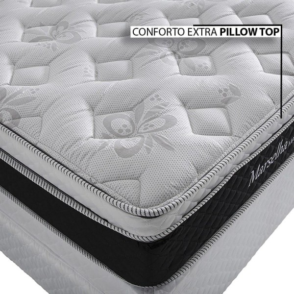 Encontraproduto.com.br - Cama Box Herval Solteiro Marselha, 64x88x188 cm, Molas Maxspring