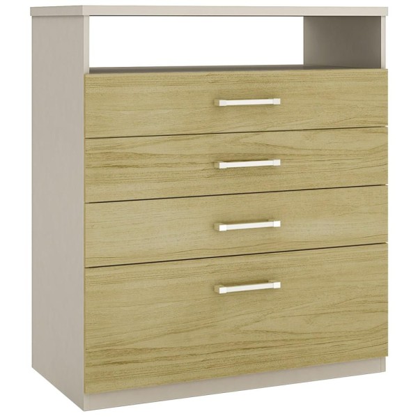 Encontraproduto.com.br - Cômoda Édez Nile, 4 Gavetas, Siena e Touch Amêndoa