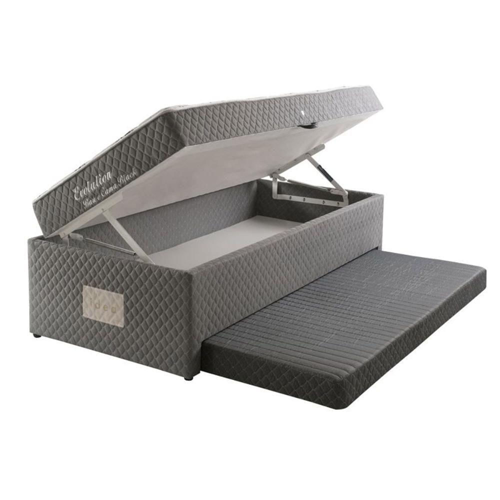 Cama Baú C/auxiliar Conjugado Solteiro: Colchão Molas Bonnel Mh1443 Evolution Black (88x188x63)