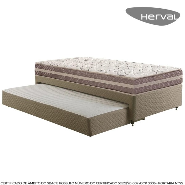 Encontraproduto.com.br - Bicama Box Solteiro com Cama Auxiliar Herval Bolzano, Molas Ensacadas, 55x88x188 cm