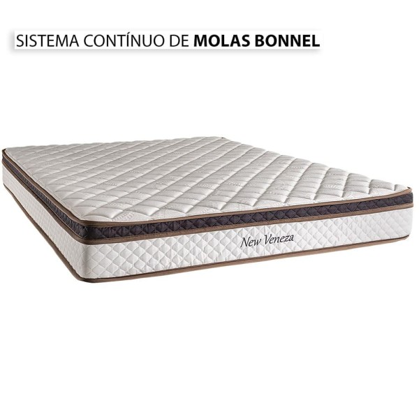 Encontraproduto.com.br - Cama Box Casal com 2 Travesseiros Herval New Veneza, 59x138x188 cm, Molas Bonnel