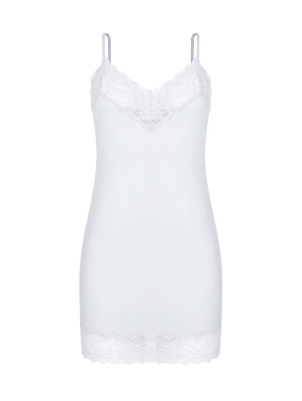 Encontraproduto.com.br - Camisola Alças Finas Em Renda E Microfibra Love Stories Branco