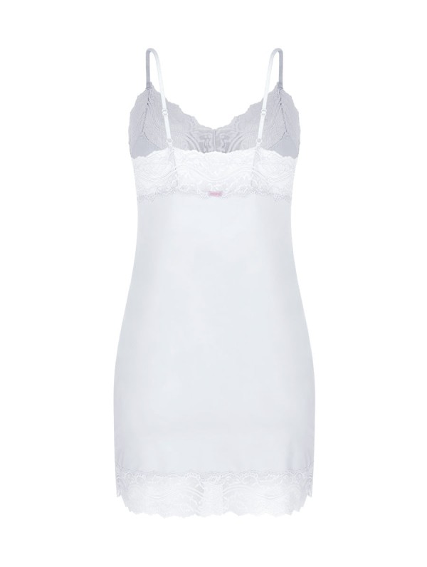Encontraproduto.com.br - Camisola Alças Finas Em Renda E Microfibra Love Stories Branco