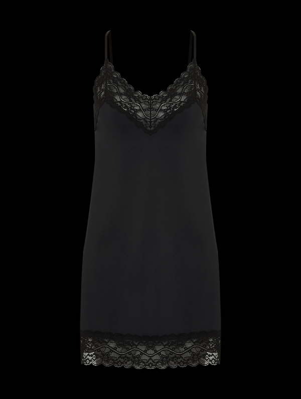 Encontraproduto.com.br - Camisola Alças Finas Em Renda E Microfibra Love Stories Preto